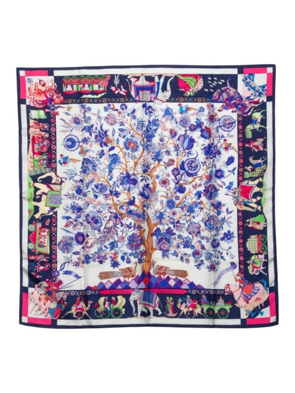 Hermes Carre 90 Fantaisies Indiennes Dazzling India Scarf Multicolor Silk
